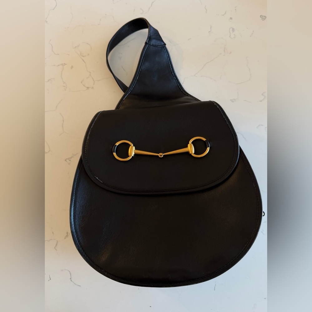 Gucci vintage horsebit tom ford era sling bag RARE black leather